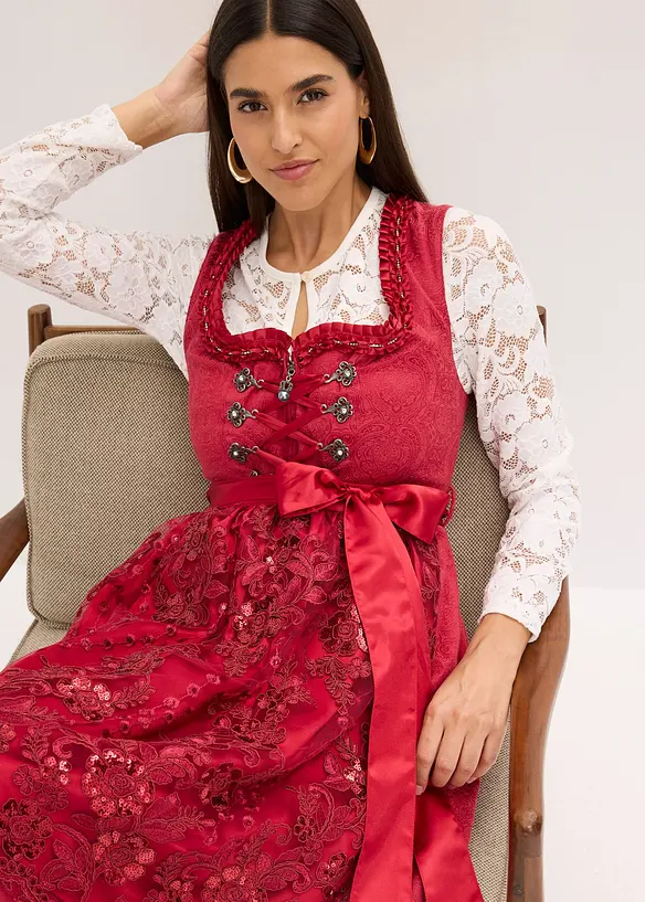 Dirndl med paljettförkläde (2 delar), bonprix
