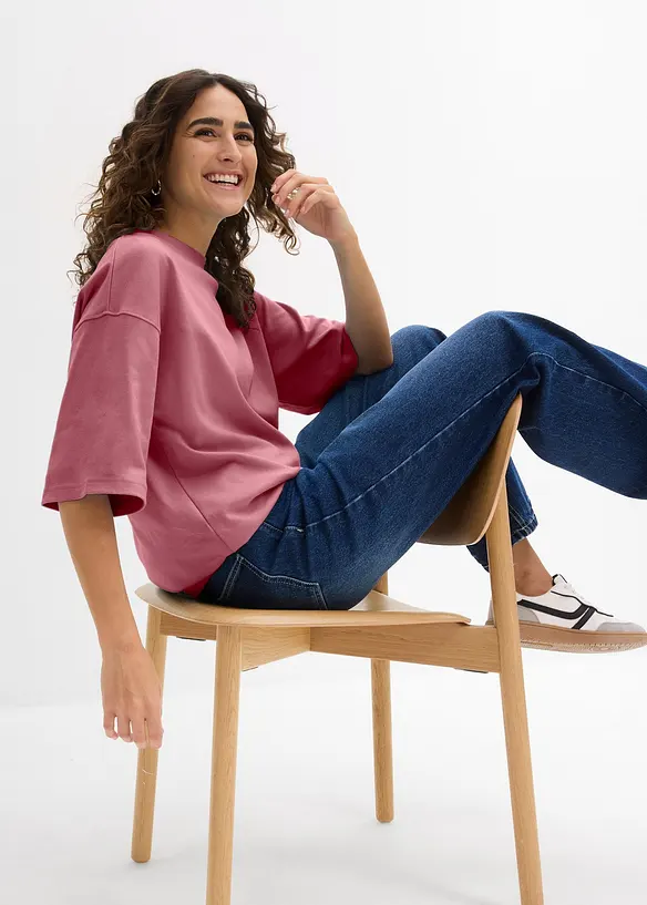 Oversizetopp av tjock jersey i ekologisk bomull, bonprix