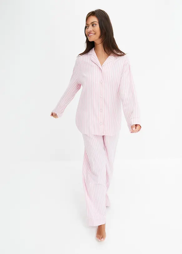 Vävd flanellpyjamas med gåvopåse, bonprix