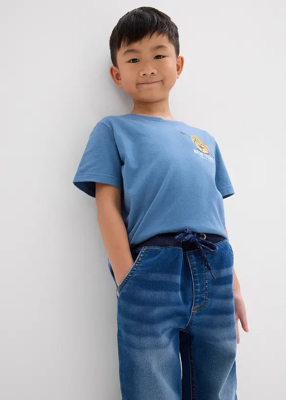 Regular Fit joggerjeans i dra på-modell Straight, bonprix