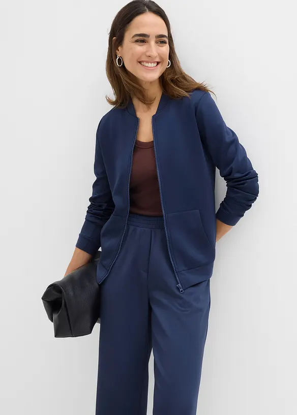 Trikåjacka med dragkedja i neopren, bonprix