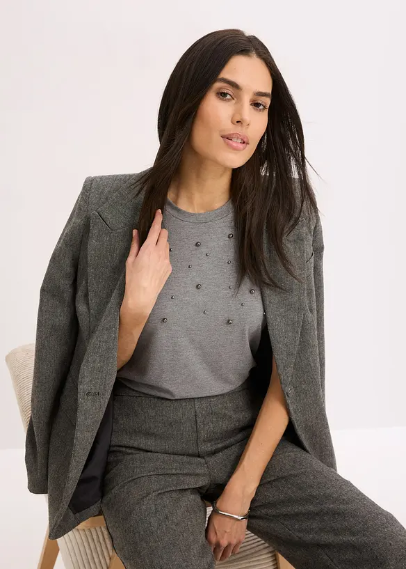 T-shirt med pärlapplikation, bonprix