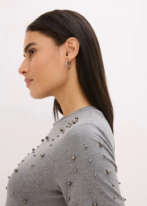 T-shirt med pärlapplikation, bonprix