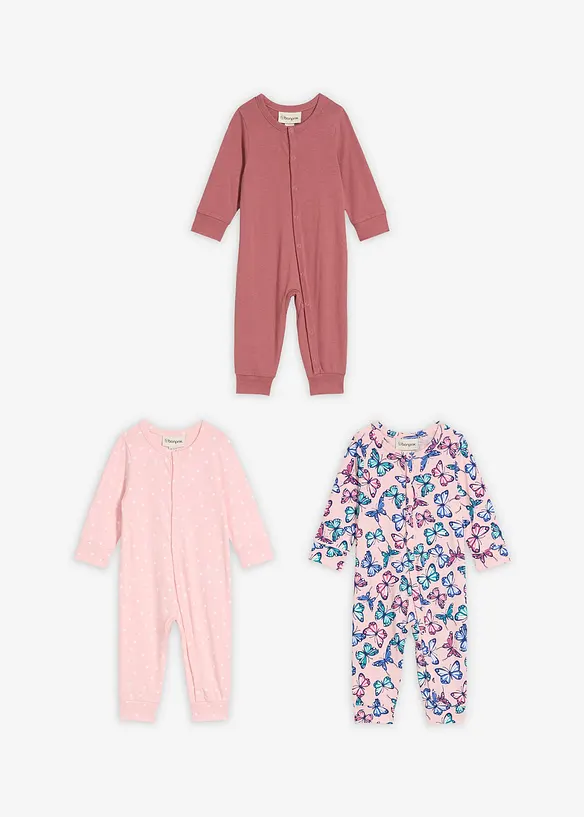 Pyjamas för bebisar av ren ekologisk bomull (3-pack), bonprix