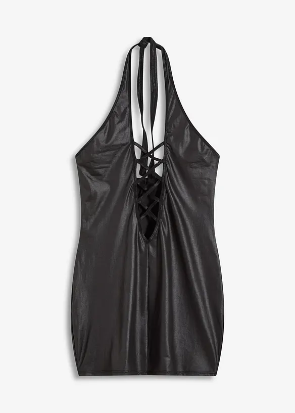 Halterneckklänning med wetlook, bonprix