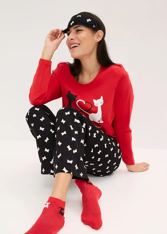 Pyjamas med sovmask, bonprix