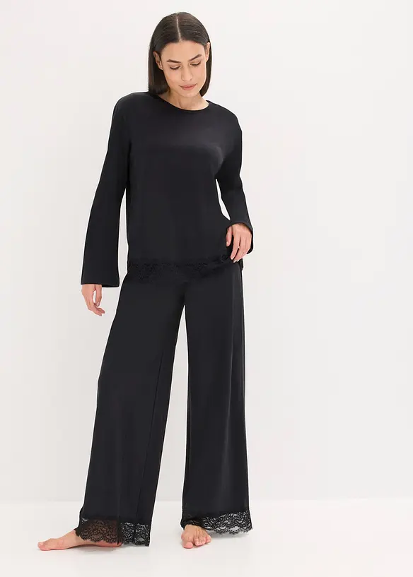 Pyjamas med skir spets, bonprix