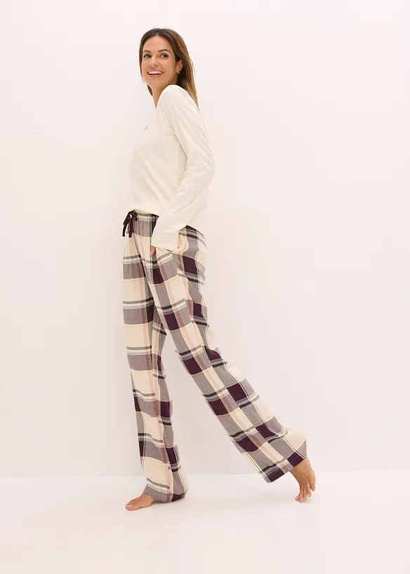 Pyjamas med byxa av vävt material och presentpåse, bonprix