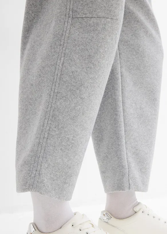 Byxa i barrel-modell med yllelook, bonprix