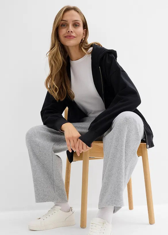 Byxa i barrel-modell med yllelook, bonprix