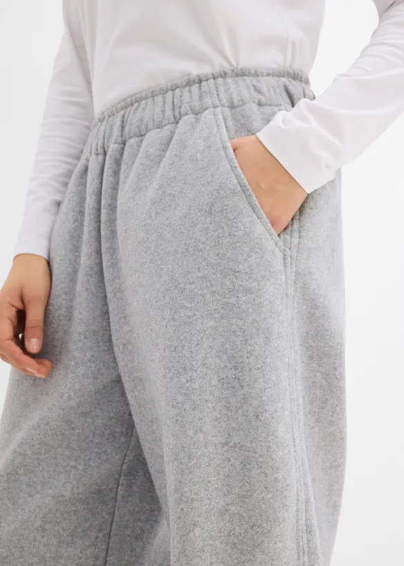 Byxa i barrel-modell med yllelook, bonprix