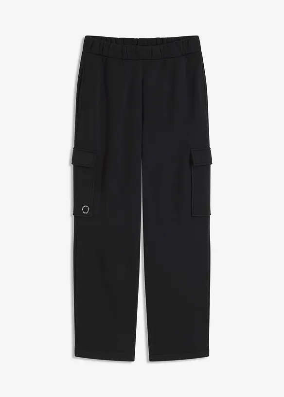 Fodrad joggerbyxa med vida ben, snabbtorkande, bonprix