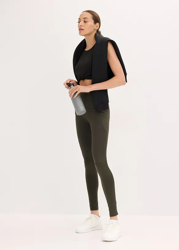 Termoleggings med reflexdetaljer och mobilficka, bonprix