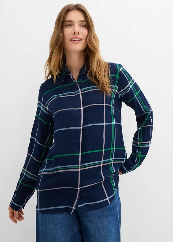 Lång blus i mjuk viskos, bonprix