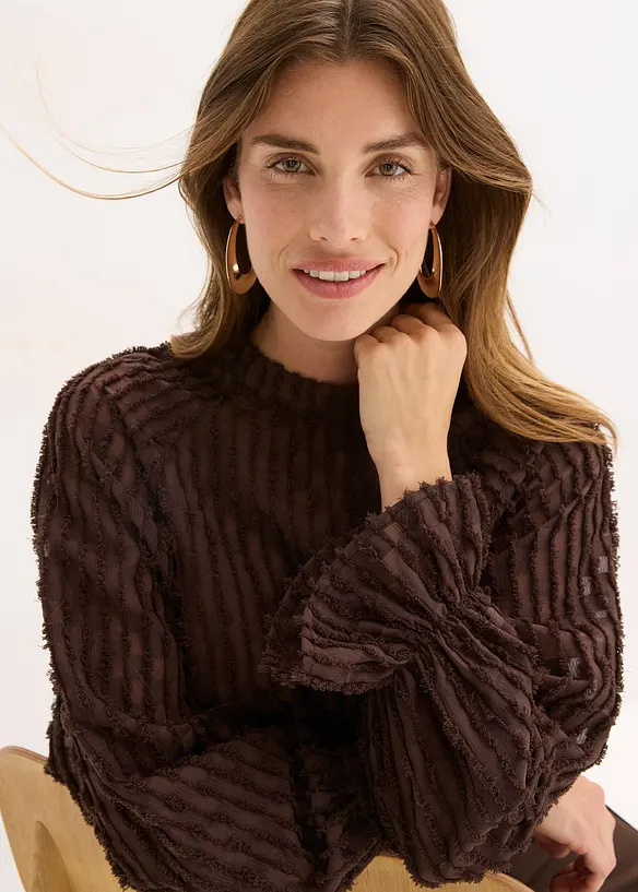 Blus i material med struktur, bonprix