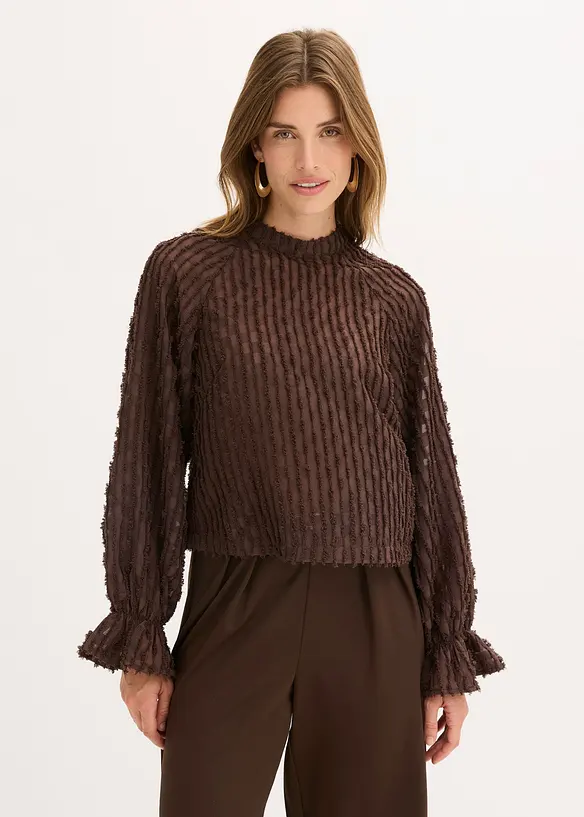 Blus i material med struktur, bonprix