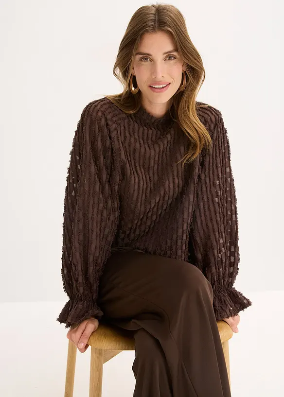 Blus i material med struktur, bonprix