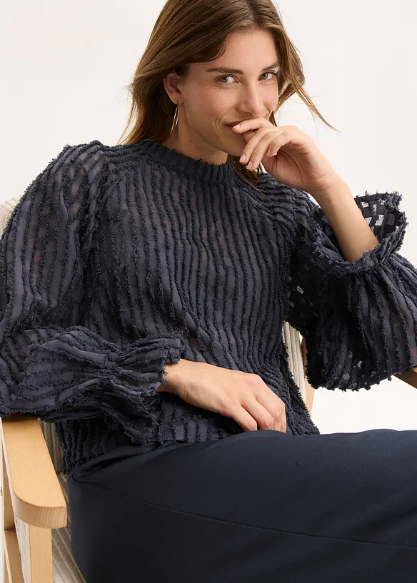 Blus i material med struktur, bonprix