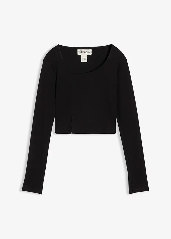 Ribbstickad topp i kort modell, bonprix