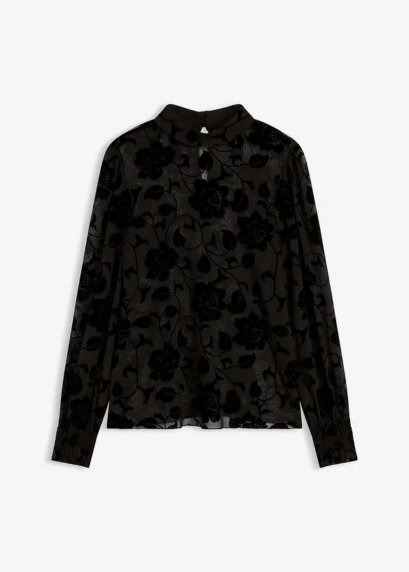 Långärmad topp i lätt transparent material, bonprix