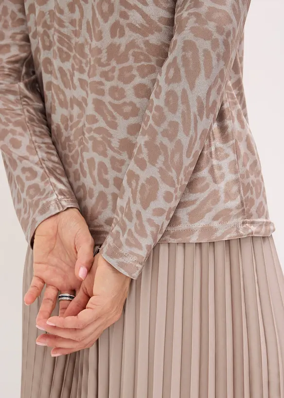 Topp med glansigt leopardmönster, bonprix