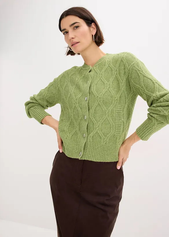 Grovstickad cardigan, bonprix