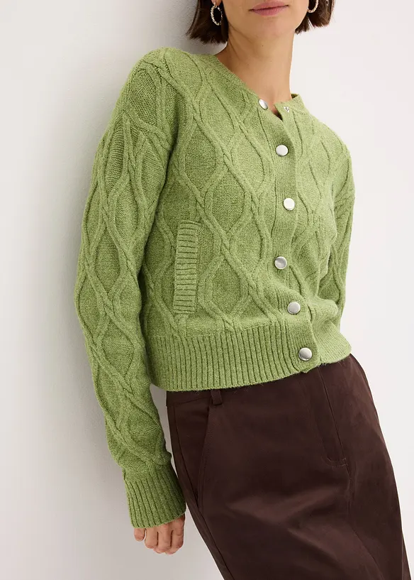 Grovstickad cardigan, bonprix