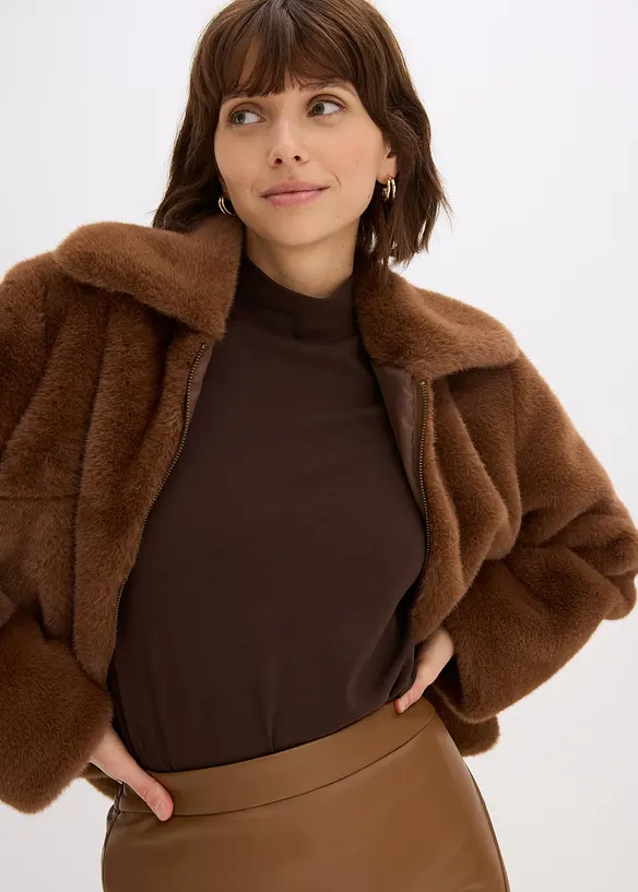 Långärmad topp i figurnära modell, bonprix