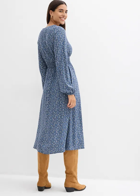 Mellanlång klänning i följsam viskos, bonprix