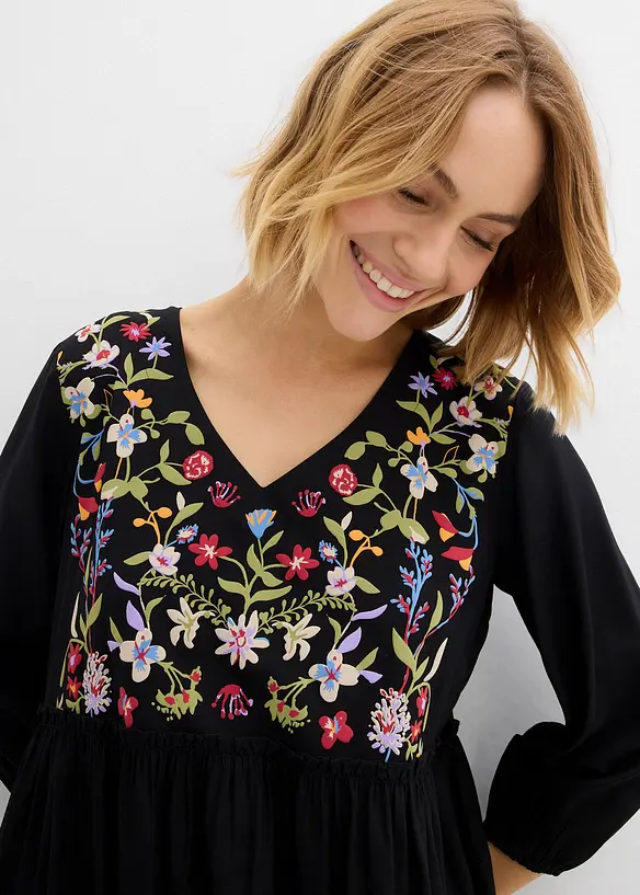 Tunikaklänning i följsam viskos, bonprix