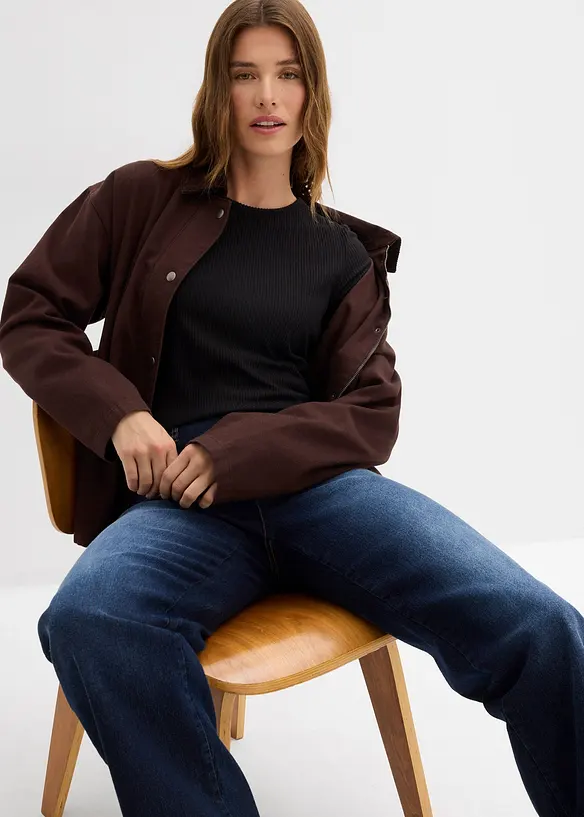 Ribbstickad termotopp, bonprix