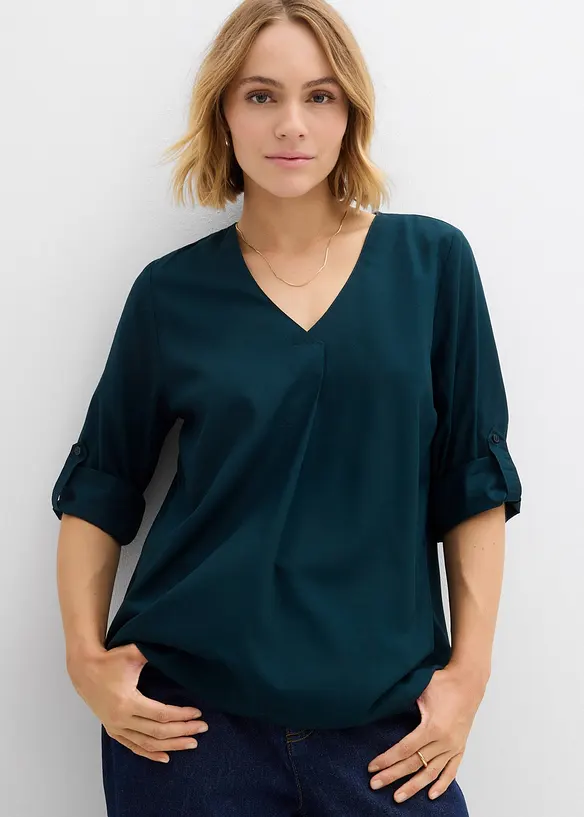 Dra på-blus i följsam viskos, bonprix