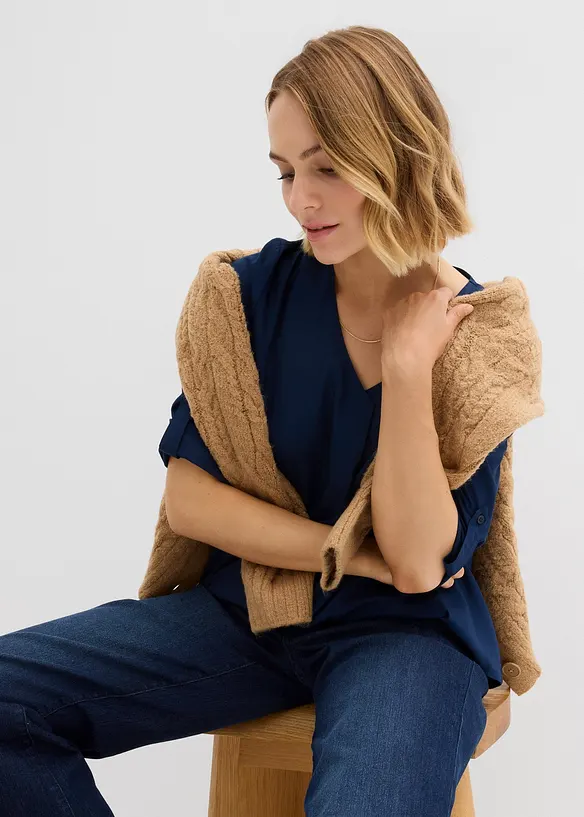 Dra på-blus i följsam viskos, bonprix