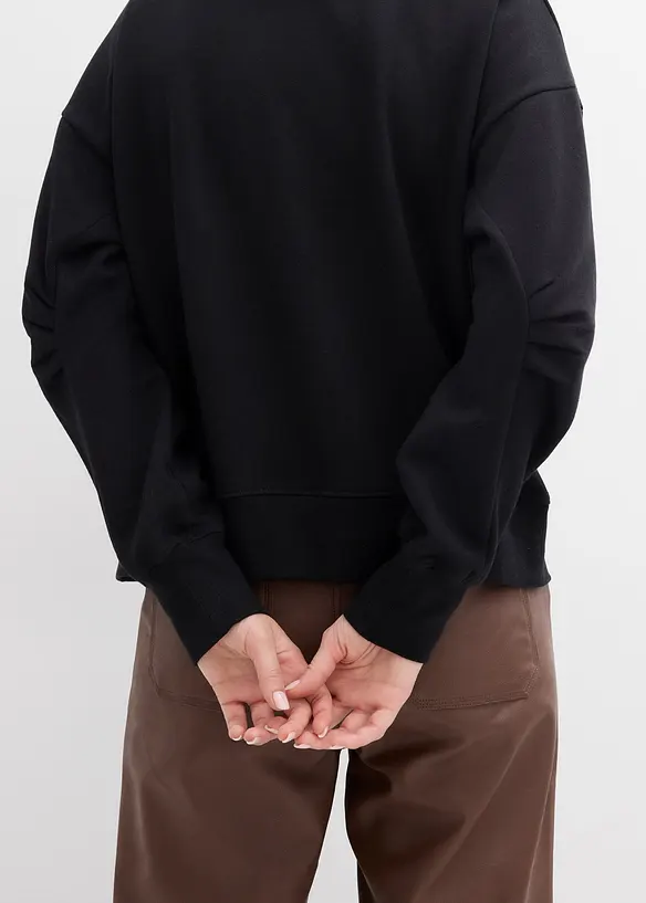 Sweatshirt med vid, ribbad krage av ekologisk bomull, bonprix