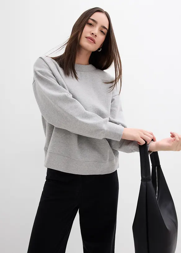 Sweatshirt med vid, ribbad krage av ekologisk bomull, bonprix