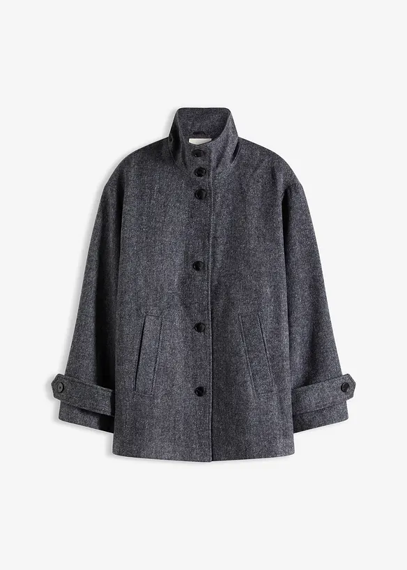 Lång skepparjacka med yllelook, bonprix