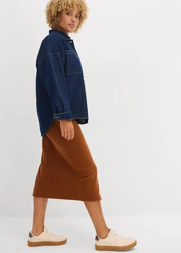 Midikjol av polarfleece, bonprix