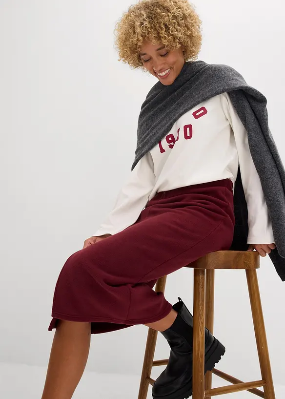 Midikjol av polarfleece, bonprix
