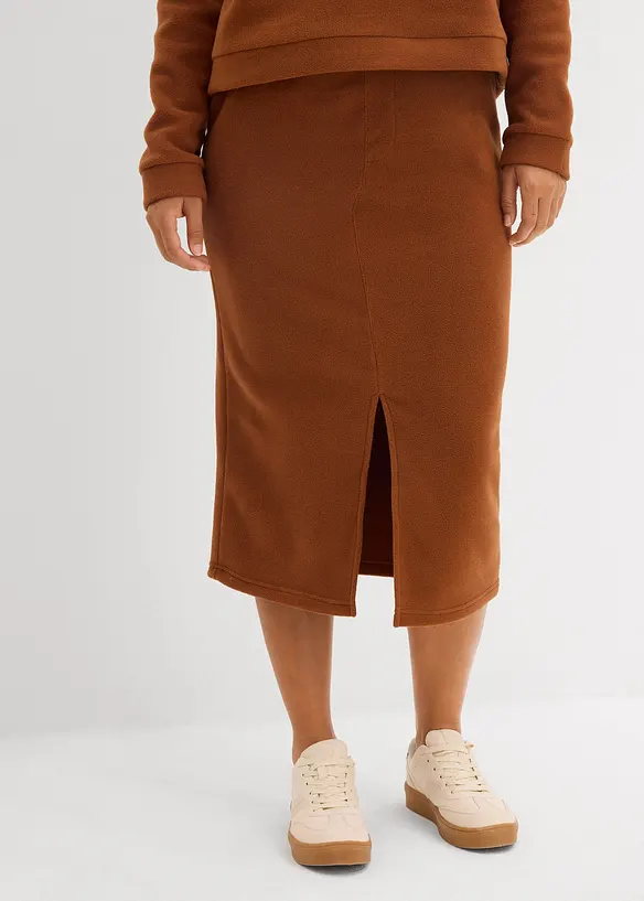 Midikjol av polarfleece, bonprix