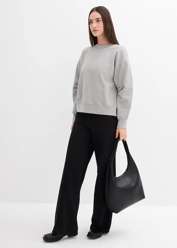 Sweatshirt med vid, ribbad krage av ekologisk bomull, bonprix