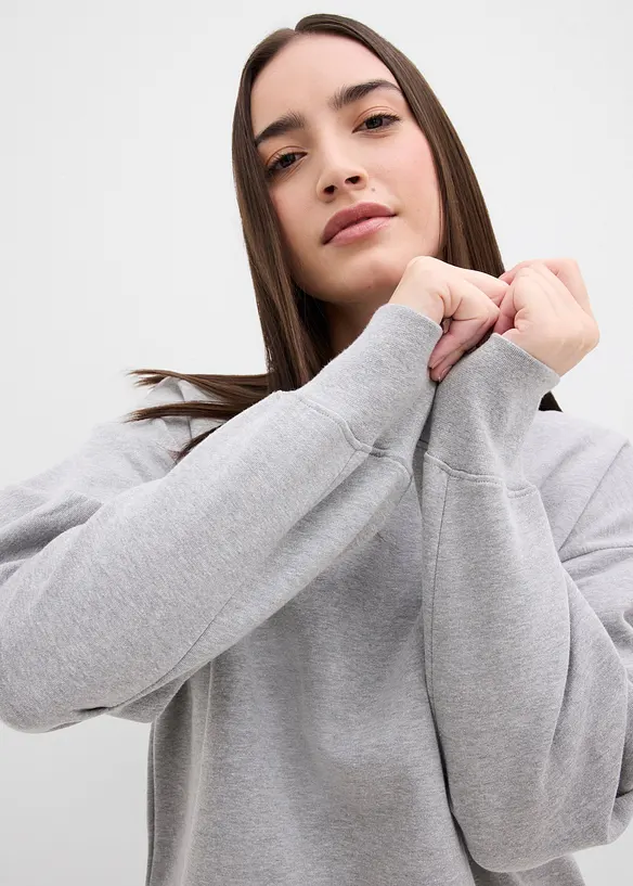 Sweatshirt med vid, ribbad krage av ekologisk bomull, bonprix