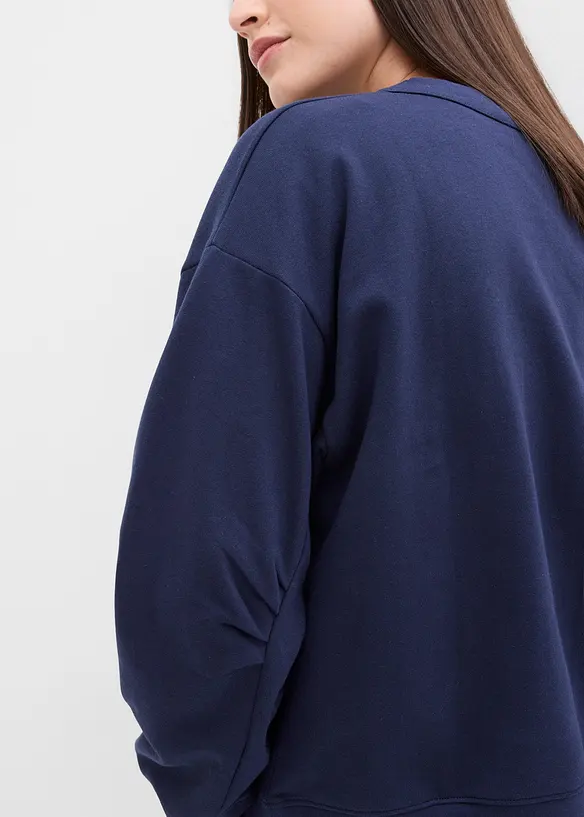 Sweatshirt med vid, ribbad krage av ekologisk bomull, bonprix