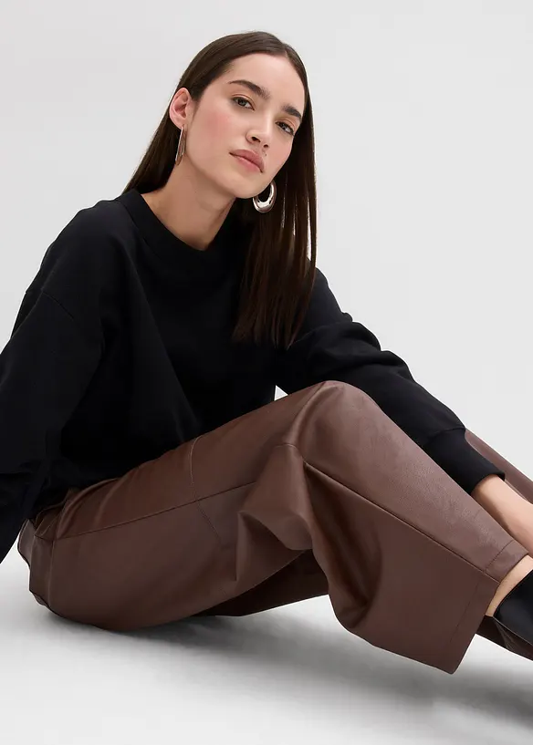 Sweatshirt med vid, ribbad krage av ekologisk bomull, bonprix