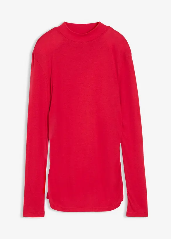 Ribbstickad topp med rynk, bonprix