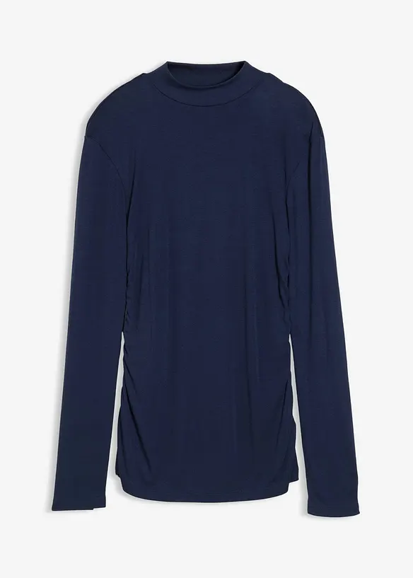 Ribbstickad topp med rynk, bonprix