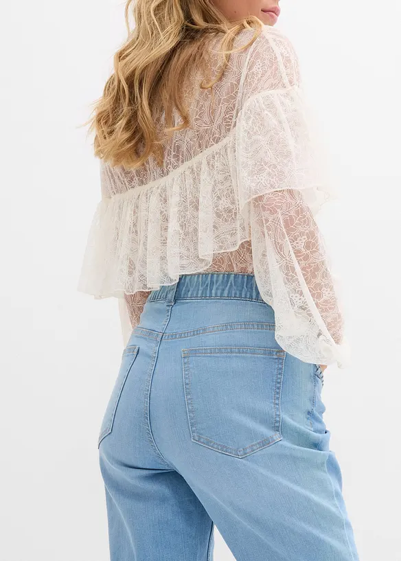 Straight jeans med hög midja och fickdetaljer, bonprix