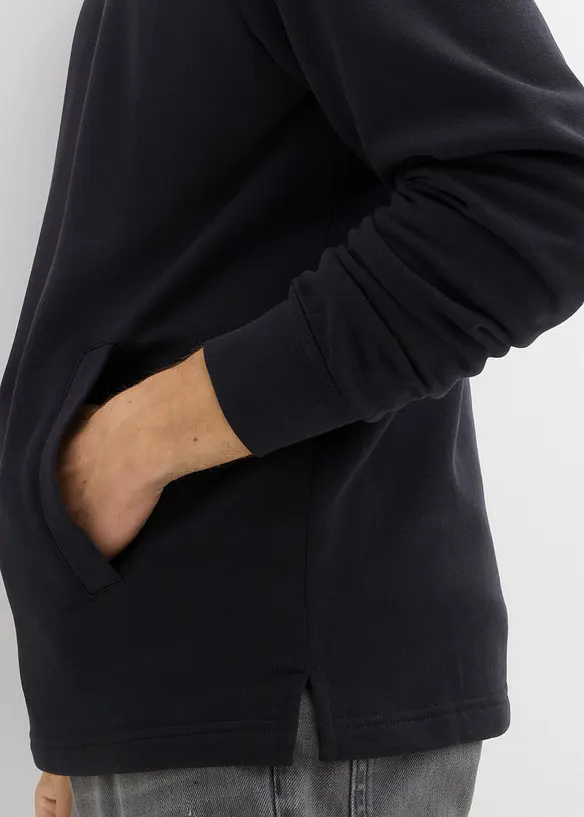 Sweatshirt i ekologisk bomull, med praktiska fickor och rak nederkant, bonprix