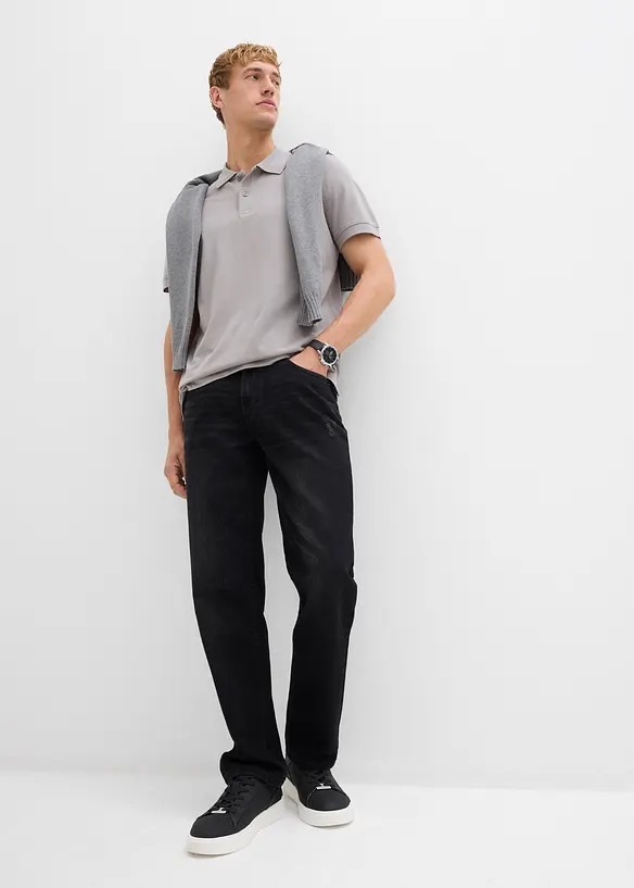 Jeans i Regular Fit Jeans av ren bomull med skön midja, Straight, bonprix