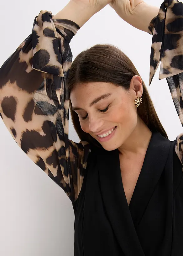 Jerseyjumpsuit med meshärmar, bonprix