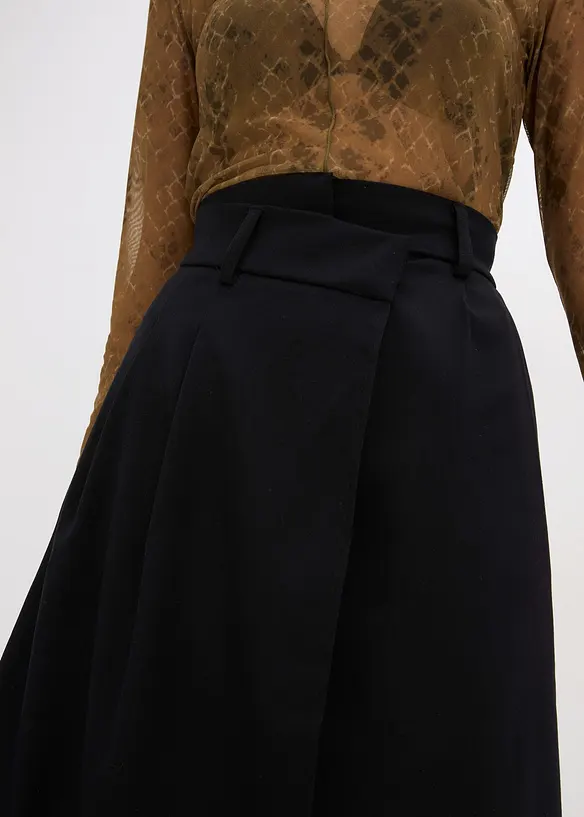 Mellanlång kjol med omlottlook, bonprix
